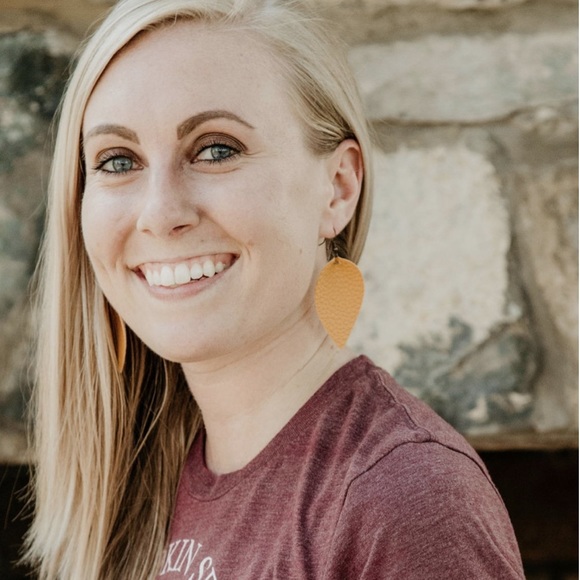 Faux Leather Leaf Earrings - Picture 2 of 3